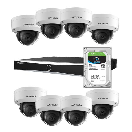 8x 4MP 2.8mm Dome Acusense met NVR main product photo