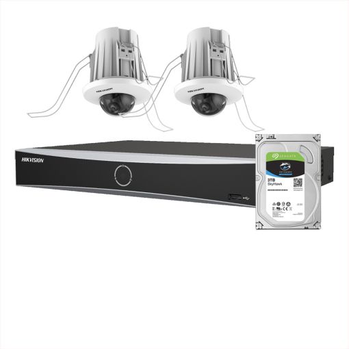 2x 4MP mini Dome Acusense met NVR main product photo