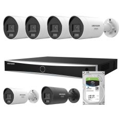 Voordelig en goed Hikvision 4 x 8MP 2.8mm Mini Bullet Smart Hybrid Colorvu 3.0 met NVR