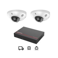 Voordelig en goed Hikvision 2x 4MP Smart Hybrid Acusense camera's met recorder 2 TB SSD schokbestendig