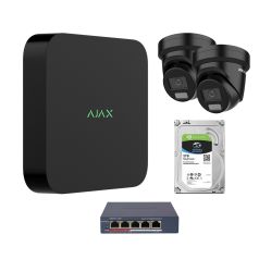 Voordelig en goed Ajax Systems Hikvision set - 2x 8MP ColorVu Hybrid kleur nachtzicht, 8 kanaals recorder met 2TB