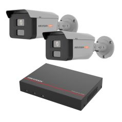 Voordelig en goed Hikvision 2x 4MP Colorvu camera's met recorder 2 TB SSD schokbestendig