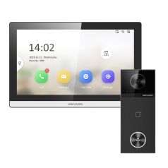 Voordelig en goed Hikvision DS-KIS614-B | Zwarte IP Video Intercom Set met 7″ Wi-Fi Binnenmonitor