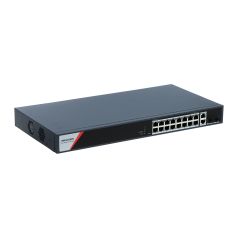 Voordelig en goed Hikvision DS-3E1520HP-SI-16P2T2F – 20-Poorts Smart Managed Gigabit PoE Switch (16×PoE + 2×RJ45 + 2×SFP, 230W PoE)