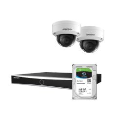 Voordelig en goed Hikvision 2x 4MP 2.8mm Dome Acusense met NVR