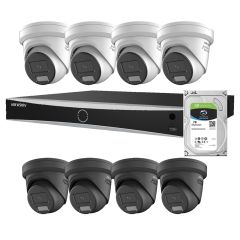 Voordelig en goed Hikvision 4 x 8MP IP Smart Hybrid Colorvu buiten camera's 2.8mm met NVR met PoE incl. 2TB