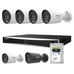 Voordelig en goed Hikvision 4 x 8MP 2.8mm Mini Bullet Smart Hybrid Colorvu 3.0 met NVR