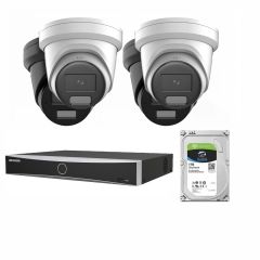 Voordelig en goed Hikvision 2x 8 MP 2.8mm Hybrid Acusense DarkFighter met NVR