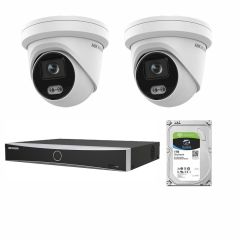Voordelig en goed Hikvision 2x 4MP IP ColorVu buiten camera's met NVR