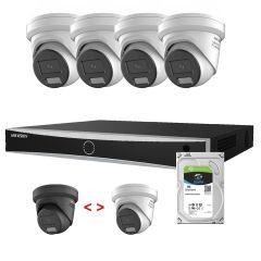 Voordelig en goed Hikvision 4x 4MP 2.8mm witte Smart Hybrid ColorVu 3.0 met NVR