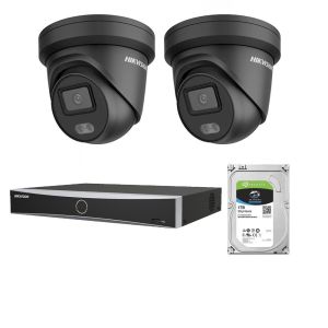 Voordelig en goed Hikvision 2x 4MP IP ColorVu buiten camera's met NVR Zwart