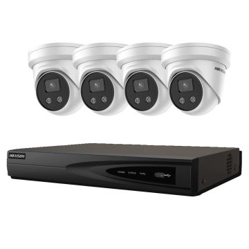 Voordelig en goed Hikvision Buitencamera set - 4 x 4MP Acusense camera's met Netwerk Recorder en POE