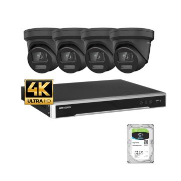 Voordelig en goed Hikvision 4 x 8MP IP Colorvu buiten camera's 2.8mm met NVR en PoE  +  2TB