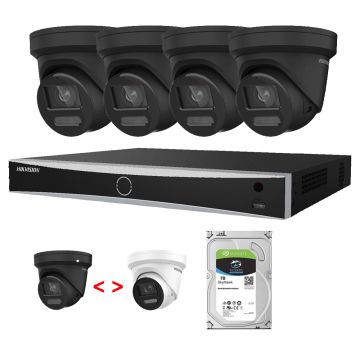 Voordelig en goed Hikvision 4 x 8MP IP Colorvu buiten camera's 2.8mm met NVR met PoE incl. 2TB