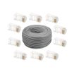 Voordelig en goed Safire UTP Cat6 Netwerkkabel 100 Meter – 23AWG – Grijs met 25x RJ45 pluggen